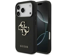 Original dėklas GUESS Grained Big 4G & Classic Logo skirtas Apple iPhone 17 Pro juodos spalvos
