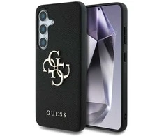 Guess Grained Big 4G Logo Small Classic Logo Samsung Galaxy S25 Plus dėklas telefonui juodos spalvos