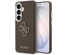 Guess PU 4G Resin Metal Logo dėklas skirtas Samsung Galaxy S26+ Brown