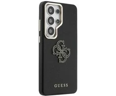 Guess PU 4G Resin Metal Logo dėklas skirtas Samsung Galaxy S26 Ultra juodos spalvos