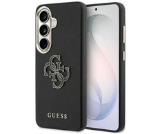 Guess PU 4G Resin Metal Logo dėklas skirtas Samsung Galaxy S26+ juodos spalvos
