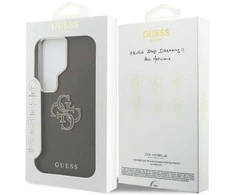Guess PU 4G Resin Metal Logo dėklas skirtas Samsung Galaxy S26 Ultra rudos spalvos