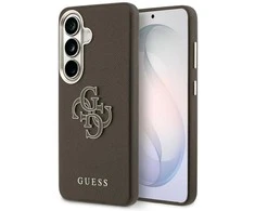 Guess PU 4G Resin Metal Logo dėklas skirtas Samsung Galaxy S26 Brown