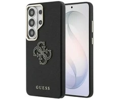 Guess PU 4G Resin Metal Logo dėklas skirtas Samsung Galaxy S26 Ultra juodos spalvos