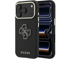 Dėklas Guess Grained &amp; Big Resin Logo do iPhone 18 Pro / 17 Pro juoda