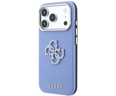 Guess Grained & Big Resin Logo dėklas, skirtas iPhone 18 Pro / 17 Pro, mėlynas