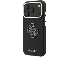 Dėklas Guess Grained &amp; Big Resin Logo Case for iPhone 18 Pro Max / 17 Pro Max - Juodas