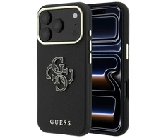 Dėklas Guess Grained &amp; Big Resin Logo Case for iPhone 18 Pro Max / 17 Pro Max - Juodas