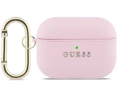 „Guess“ grūdėtas klasikinis logotipo dėklas, skirtas „AirPods Pro 3“ ausinėms - Rožinė