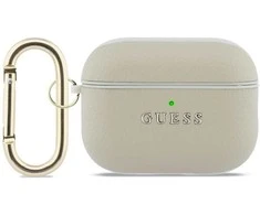 „Guess Grained Classic Logo Hook“ dėklas, skirtas „AirPods Pro 3“ ausinėms - auksinis