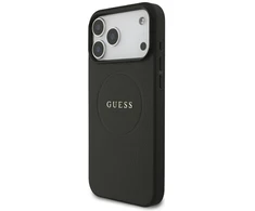 Dėklas Guess Grained Gold Ring MagSafe do iPhone 18 Pro Max / 17 Pro Max juoda