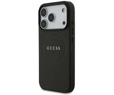 Dėklas Guess Grained Gold Ring MagSafe do iPhone 18 Pro / 17 Pro juoda