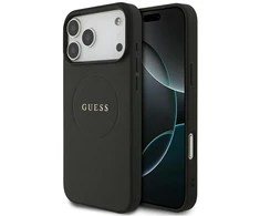 Dėklas Guess Grained Gold Ring MagSafe do iPhone 18 Pro Max / 17 Pro Max juoda