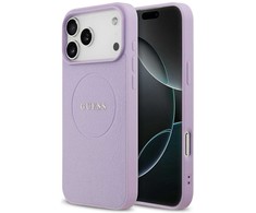 Guess Grained Ring MagSafe - dėklas skirtas Apple iPhone 17 Pro Max violetinė