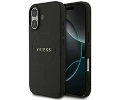 „Guess Grained Ring MagSafe“ dėklas, skirtas Apple iPhone 17, juodas