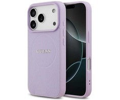 „Guess Grained Ring MagSafe“ dėklas Apple iPhone 17 Pro violetinis
