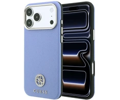 Dėklas Guess Grained Round Strass Logo MagSafe do iPhone 18 Pro / 17 Pro mėlyna