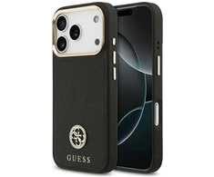 Dėklas Guess Grained Strass Logo MagSafe skirtas Apple iPhone 17 Pro juodos spalvos