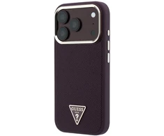 Dėklas Guess Grained Triangle Logo MagSafe case for iPhone 18 Pro Max / 17 Pro Max - burgundy