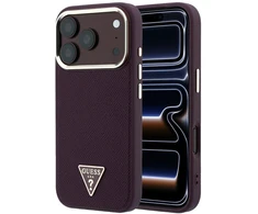 Dėklas Guess Grained Triangle Logo MagSafe case for iPhone 18 Pro Max / 17 Pro Max - burgundy