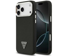 Guess Grained Triangle Logo MagSafe dėklas skirtas Apple iPhone 17 Pro Max juodos spalvos