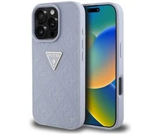 Guess Hot Stamp 4G Pattern Triangle Metal Logo Apple iPhone 16 Pro Max dėklas telefonui violetinės spalvos