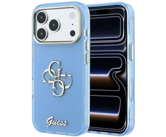 Dėklas Guess IML 4G Script Metal do iPhone 18 Pro / 17 Pro šviesiai mėlyna