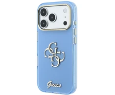 Dėklas Guess IML 4G Script Metal do iPhone 18 Pro / 17 Pro šviesiai mėlyna