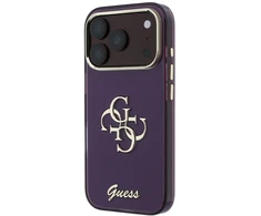 Dėklas Guess IML 4G Script Metal case for iPhone 17 Pro / 18 Pro - burgundy