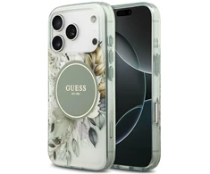 Dėklas Guess IML Flower &amp; Tonal Circle MagSafe do iPhone 18 Pro Max / 17 Pro Max žalia