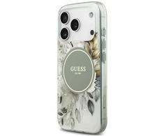 Dėklas Guess IML Flower &amp; Tonal Circle MagSafe do iPhone 18 Pro / 17 Pro žalia