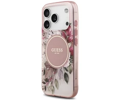 Dėklas Guess IML Flower &amp; Tonal Circle MagSafe do iPhone 18 Pro Max / 17 Pro Max rožinė