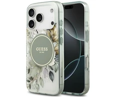Dėklas Guess IML Flower &amp; Tonal Circle MagSafe do iPhone 18 Pro / 17 Pro žalia