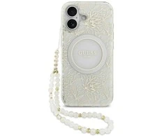 Guess IML Flowers Allover virvelė MagSafe dėklas skirtas Apple iPhone 17 baltos spalvos