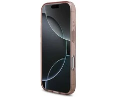 Guess IML Flowers virvelė MagSafe dėklas skirtas Apple iPhone 17 Pro rožinės spalvos