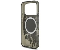 Guess IML Flowers Strap MagSafe dėklas skirtas Apple iPhone 17 Pro juodos spalvos