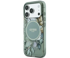 Dėklas Guess IML Flowers Pearl Strap MagSafe skirtas iPhone 18 Pro Max / 17 Pro Max žalias