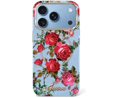 Dėklas Guess IML Glitter Blossom Roses do iPhone 18 Pro Max / 17 Pro Max šviesiai mėlyna