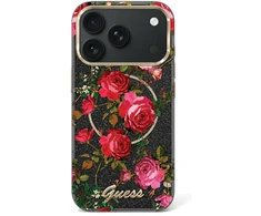 Dėklas Guess IML Glitter Blossom Roses Case for iPhone 17 Pro / 18 Pro - Juodas