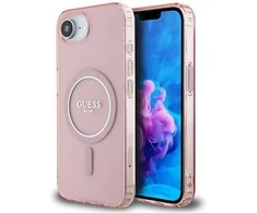 Guess IML Glitter Circle MagSafe dėklas iPhone 16e - rožinis