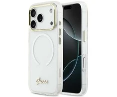 Dėklas Guess IML Gradient Script Metal MagSafe Case for iPhone 17 Pro - Baltas