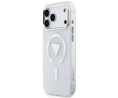 Dėklas Guess IML Gradient Triangle Logo MagSafe do iPhone 18 Pro Max / 17 Pro Max permatomas