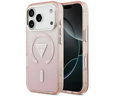 GUESS dėklas, skirtas IPHONE 17 Pro, suderinamas su MagSafe GUHMP17LHGTMLCGP (IML gradientas su trikampio logotipu), rožinis