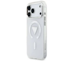 Dėklas Guess IML Gradient Triangle Logo MagSafe do iPhone 17 Pro Max permatomas