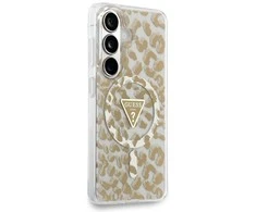 Guess IML leopardo rašto trikampis „MagSafe“ dėklas, skirtas „Samsung Galaxy S26“, rudas