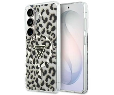 Guess IML leopardo rašto trikampio formos „MagSafe“ dėklas, skirtas „Samsung Galaxy S26“, juodas