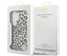 Dėklas Guess IML Leopard Print Triangle MagSafe Samsung Galaxy S26 Ultra juodos spalvos