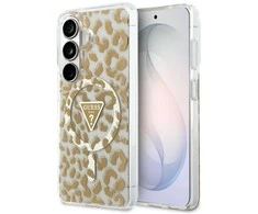 Guess IML leopardo rašto trikampis „MagSafe“ dėklas, skirtas „Samsung Galaxy S26“, rudas