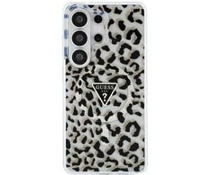 Guess IML leopardo rašto trikampio formos „MagSafe“ dėklas, skirtas „Samsung Galaxy S26 Ultra“, juodas