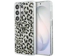 Guess IML leopardo rašto trikampio formos „MagSafe“ dėklas, skirtas „Samsung Galaxy S26 Ultra“, juodas